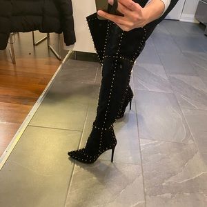 Leather studded boots